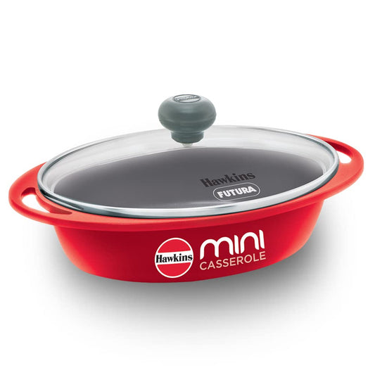 Hawkins Die Cast 750 ML Mini Oval Casserole with Glass Lid - 1