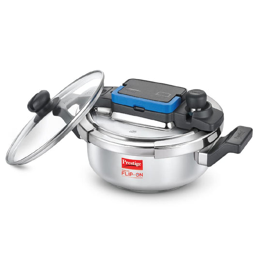 Prestige Svachh FLIP-ON Mini Stainless Steel Pressure Cooker with Glass Lid - 1